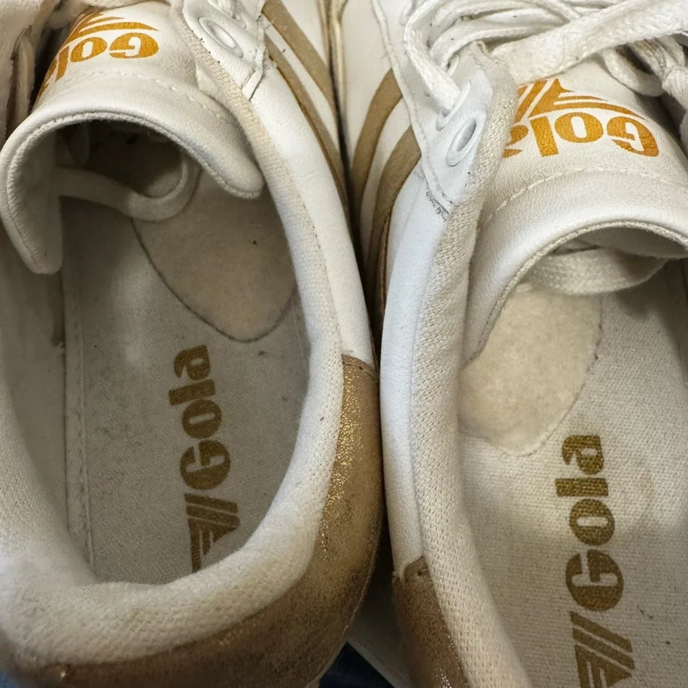 Gola White and Gold Women's Athletic Sneakers - Picture 6 of 7